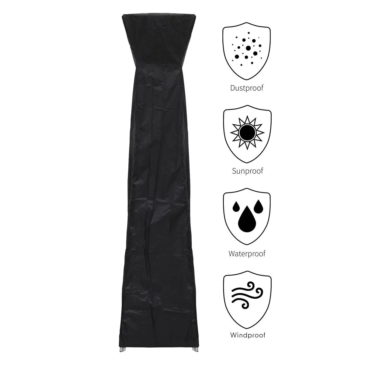 Dellonda Pyramid Gas Tower Patio Heater Water-Resistant Cover 2280 x 470mm, Black  White Rose Tools