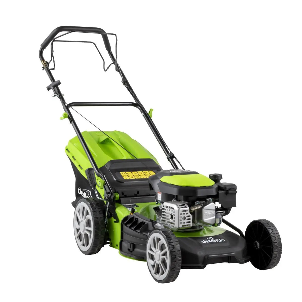 Dellonda Self-Propelled Petrol Lawnmower Grass Cutter with Height Adjustment & Grass Bag 144cc 18"/46cm 4-Stroke Engine  White Rose Tools