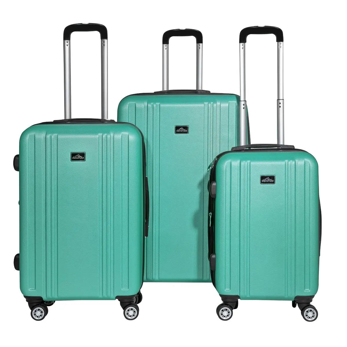 Dellonda Set 3-Piece Lightweight ABS Luggage Set with Integrated TSA Approved Combination Lock - Teal - DL126 White Rose Tools