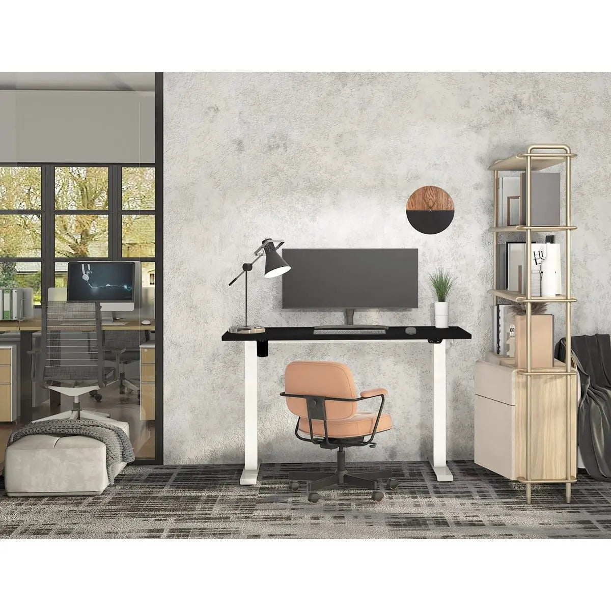 Dellonda Single Motor Height-Adjustable Electric Sit & Stand Desk with Black Desktop & White Frame White Rose Tools