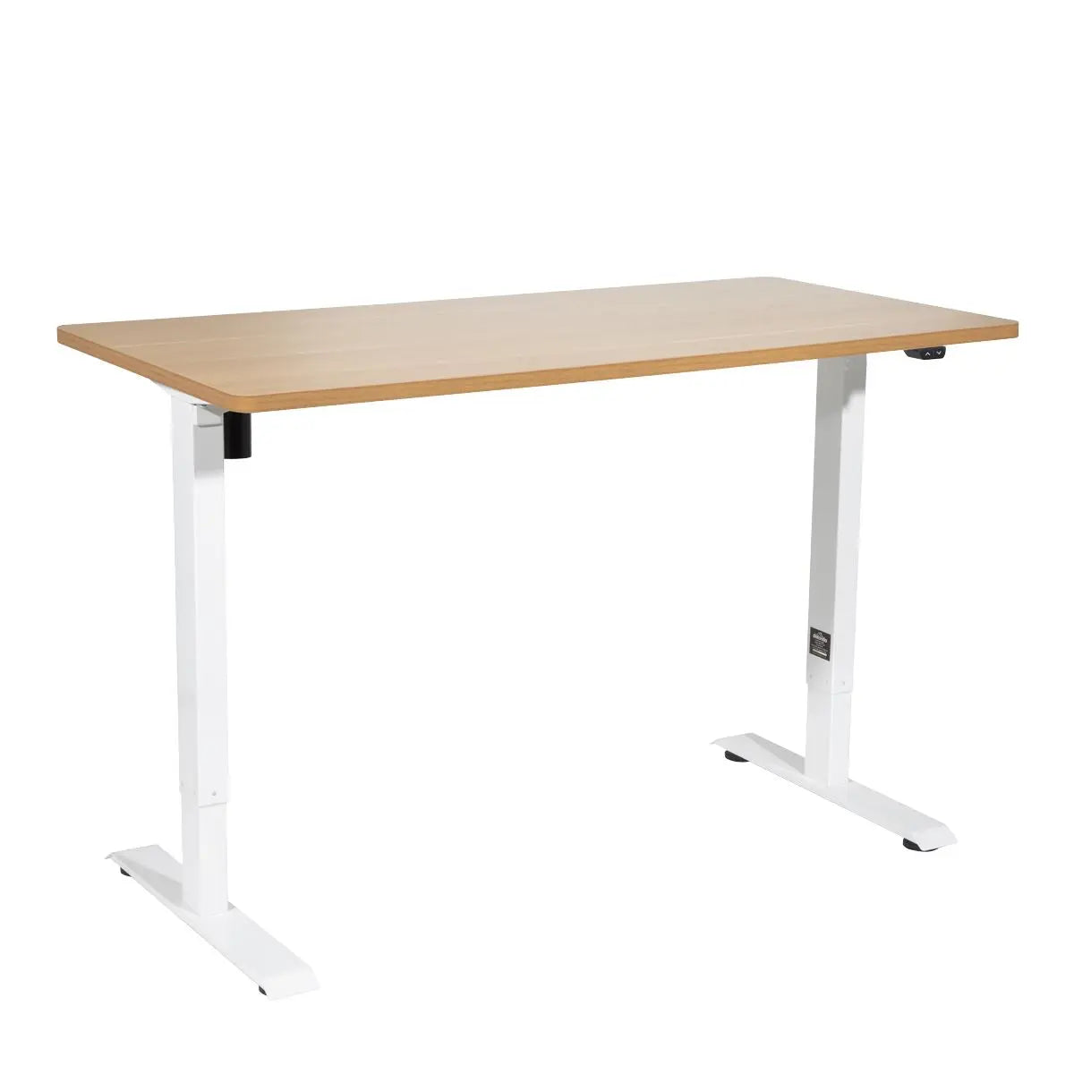 Dellonda Single Motor Height-Adjustable Electric Sit & Stand Desk with Oak Desktop & White Frame White Rose Tools