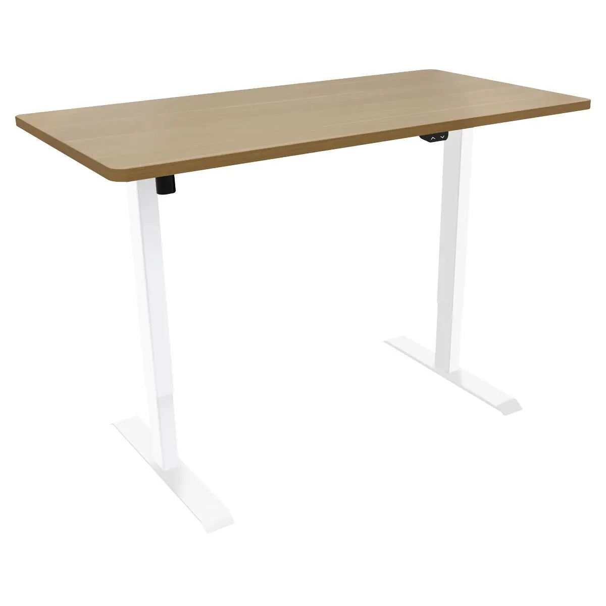 Dellonda Single Motor Height-Adjustable Electric Sit & Stand Desk with Oak Desktop & White Frame White Rose Tools