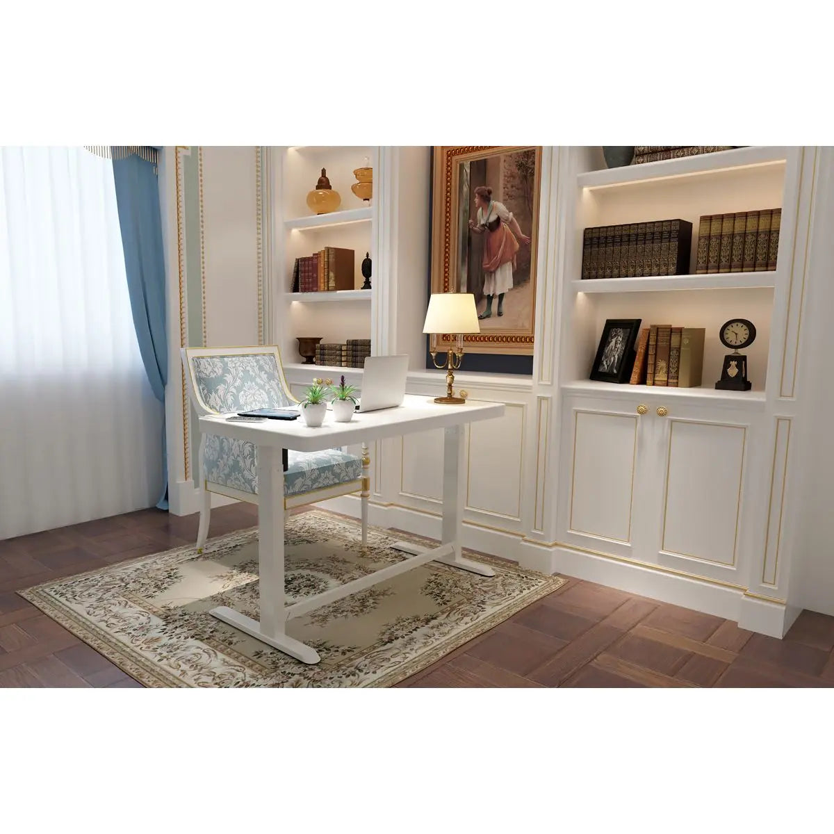 Dellonda White Electric Adjustable Standing Desk with USB & Drawer, 1200 x 600mm White Rose Tools