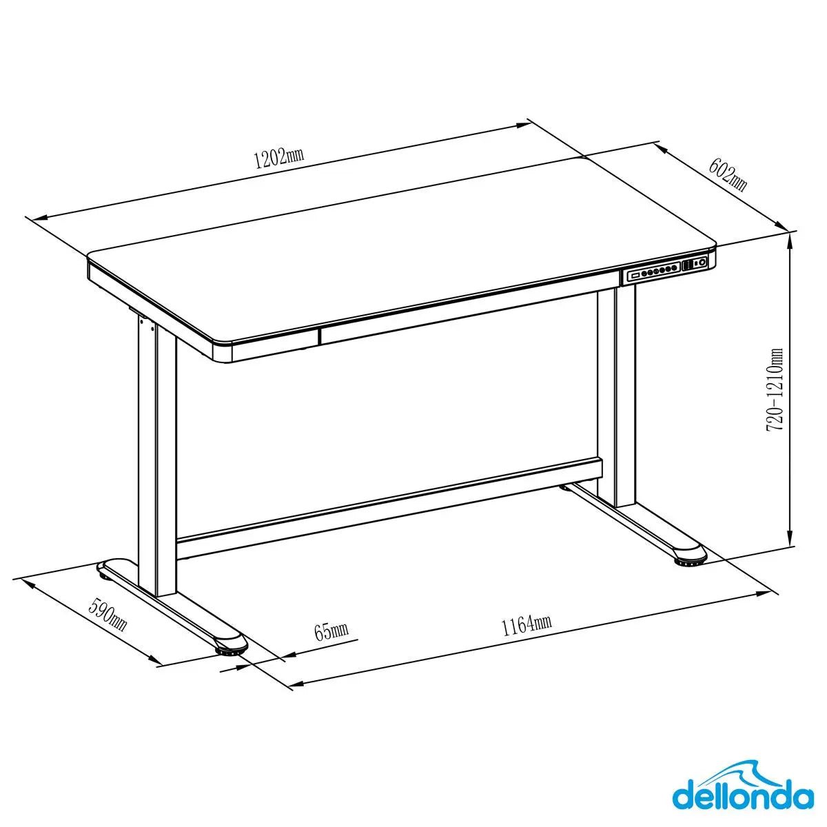 Dellonda White Electric Adjustable Standing Desk with USB & Drawer, 1200 x 600mm White Rose Tools