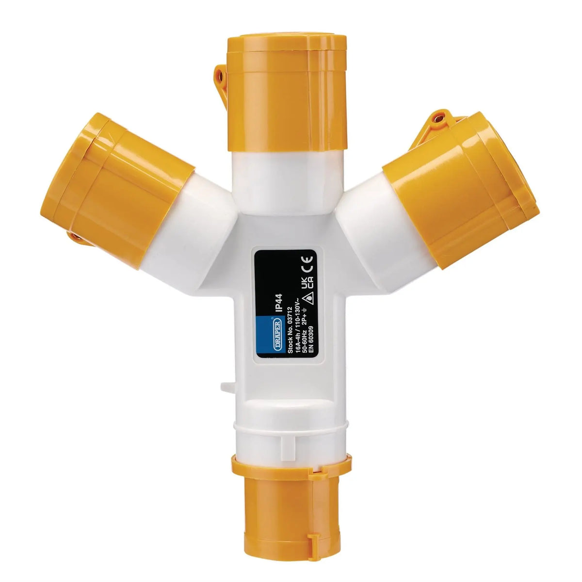Draper 110V 3-Way Splitter 16A 03712 White Rose Tools