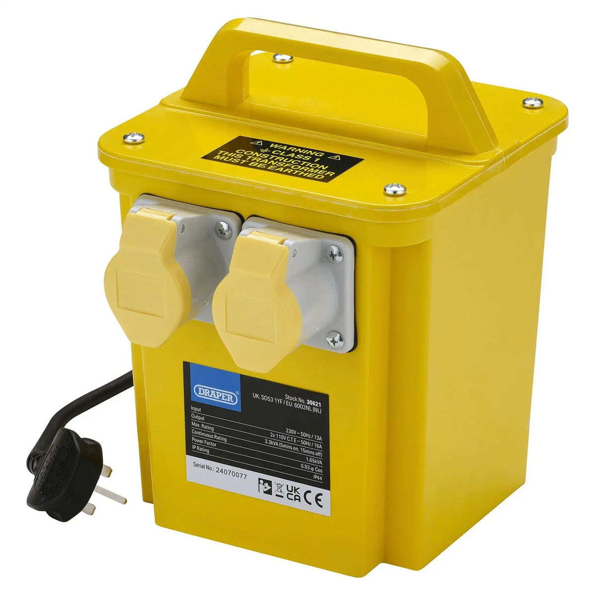 Draper 110V Portable Transformer 3.3kVA 30621 White Rose Tools
