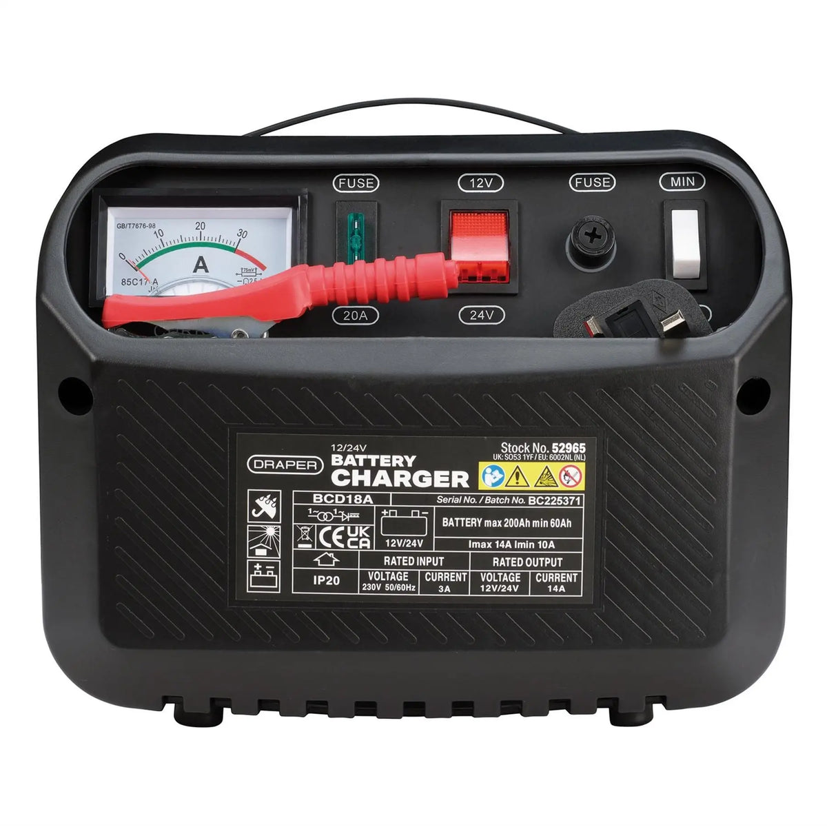 Draper 12/24V Battery Charger 10-14A 52965 White Rose Tools