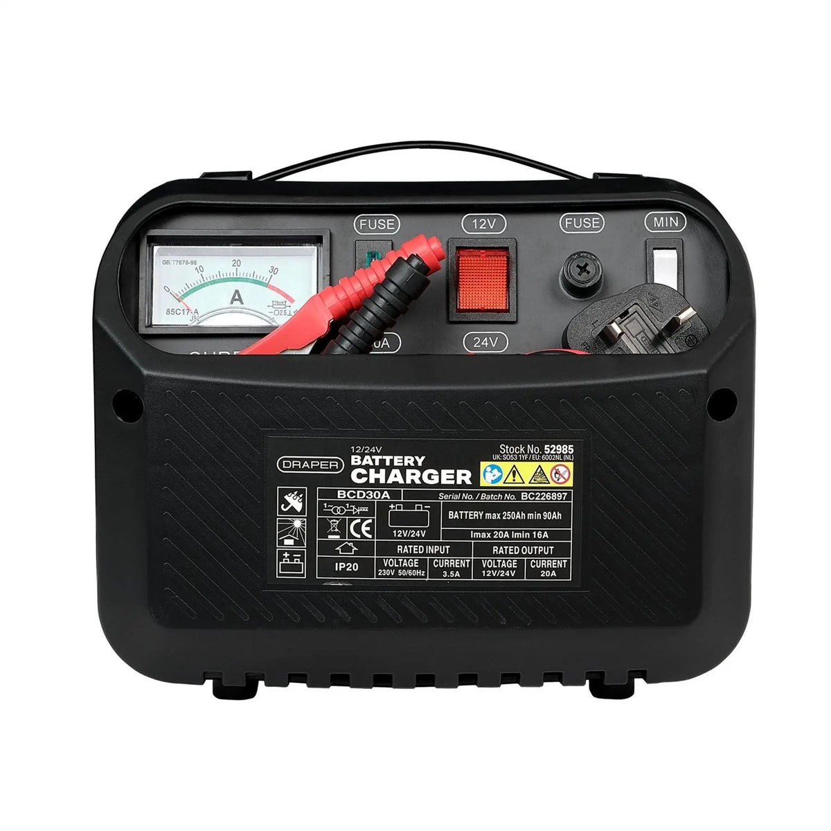 Draper 12/24V Battery Charger 16 - 20A 52985 White Rose Tools