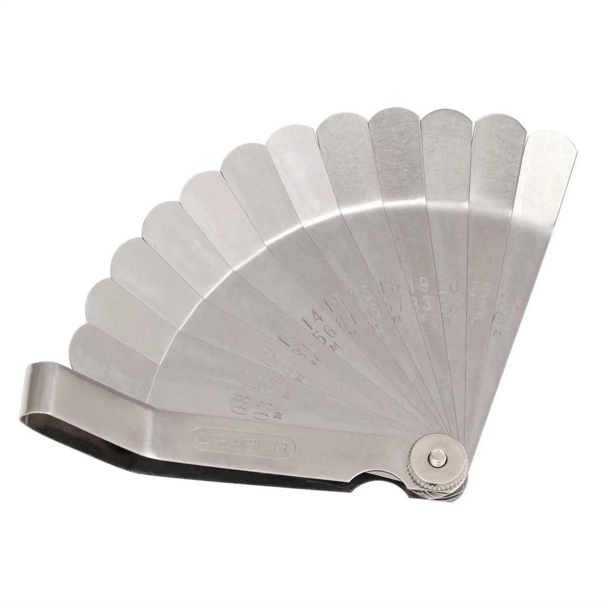 Draper 12 Blade Metric and Imperial Angled Tappet Gauge 51729 White Rose Tools