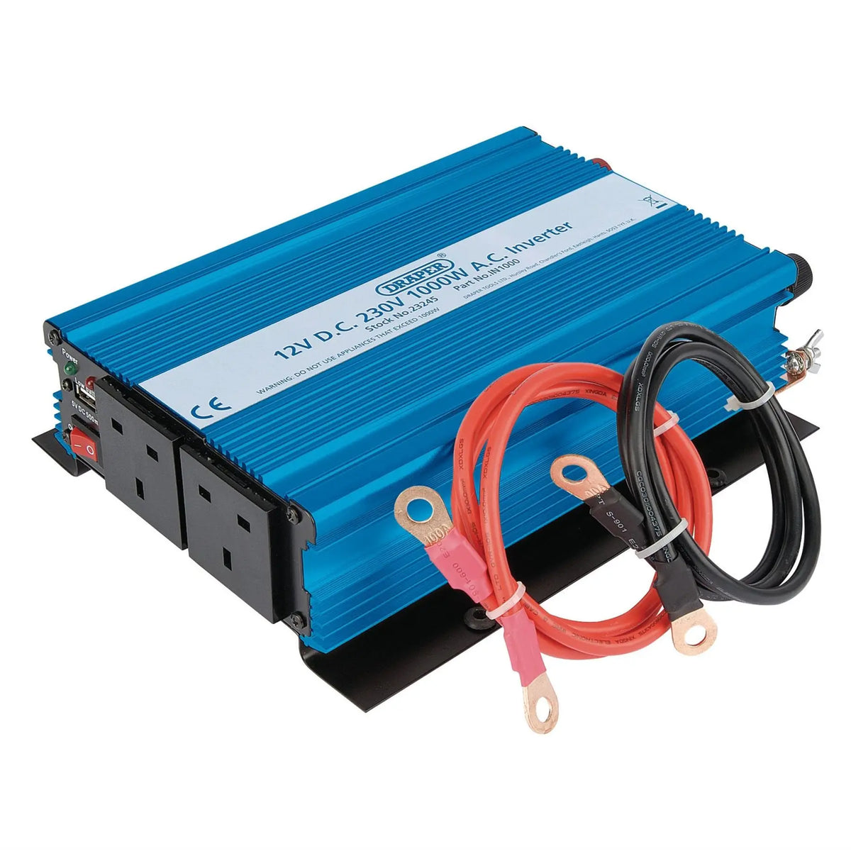 Draper 12V DC-AC Inverter 1000W 23245 White Rose Tools
