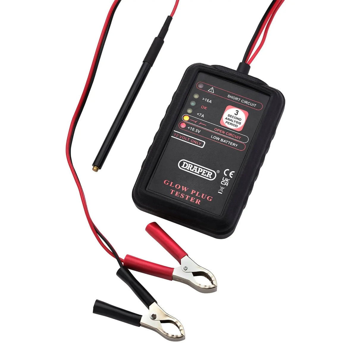 Draper 12V Glow Plug Tester 24706 White Rose Tools