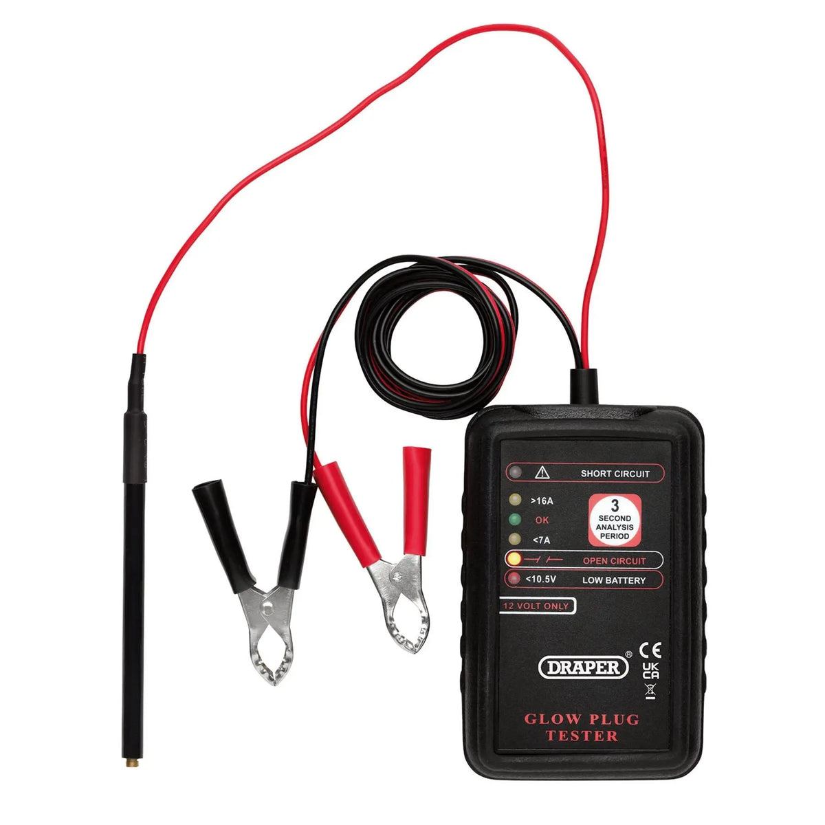 Draper 12V Glow Plug Tester 24706 White Rose Tools