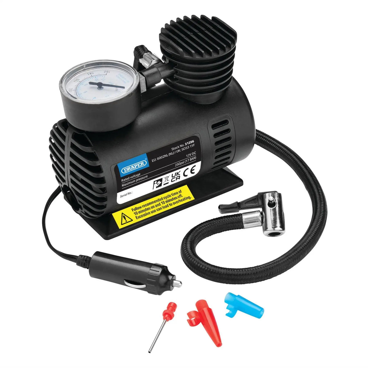 Draper 12V Mini Air Compressor 21256 White Rose Tools