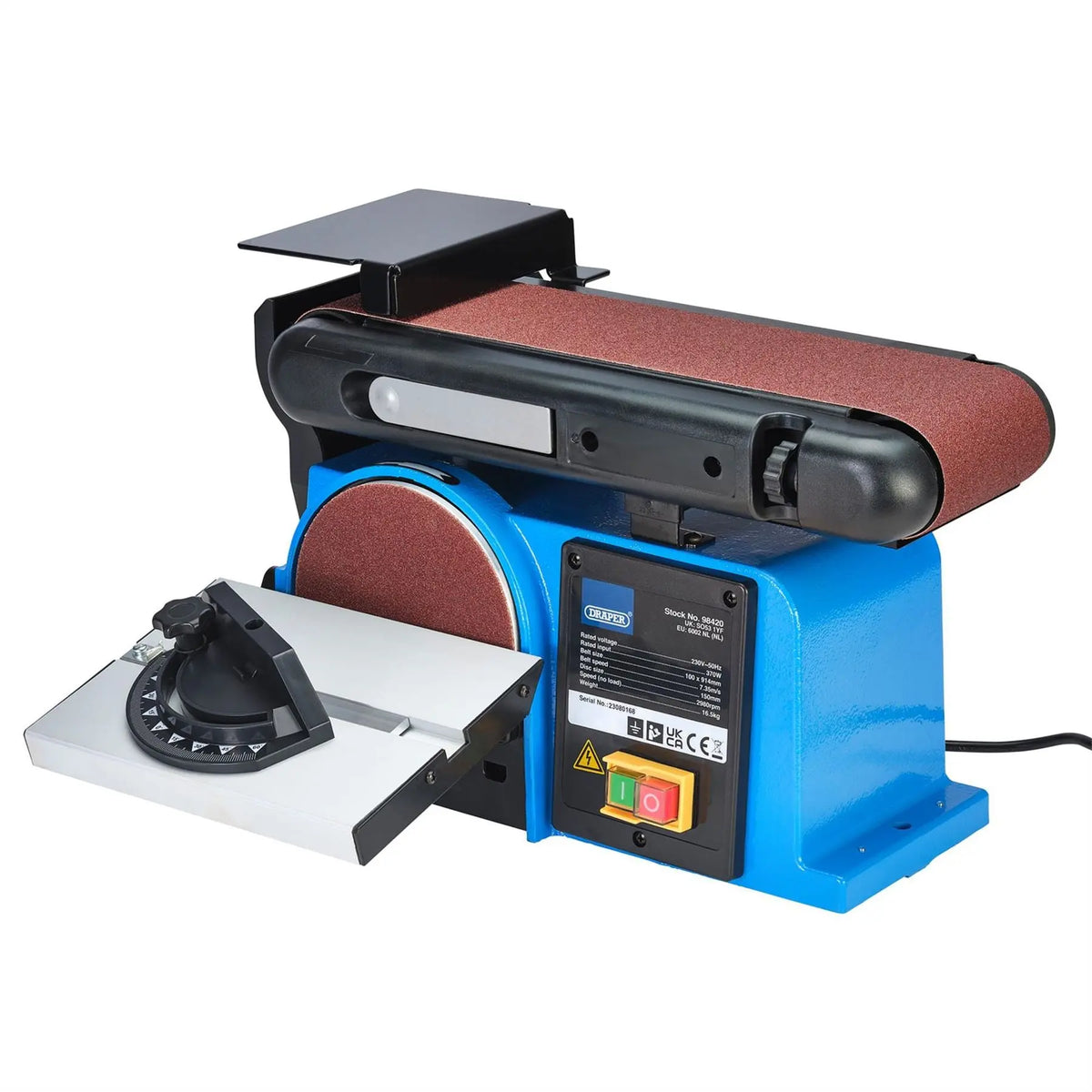 Draper 230V Belt and Disc Sander 370W 98420 White Rose Tools