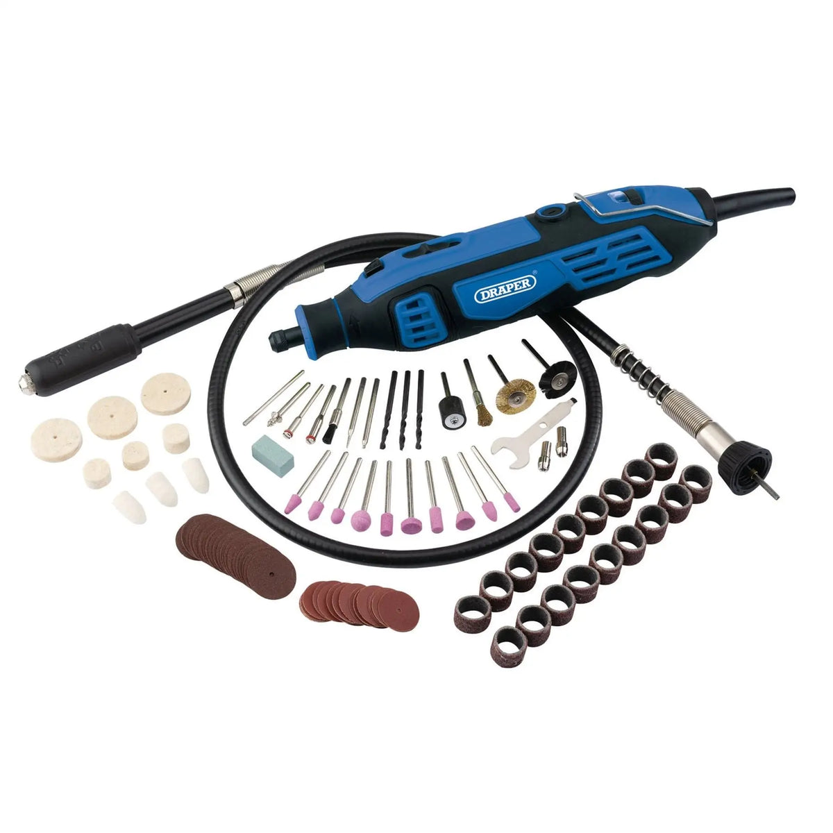 Draper 230V Rotary Multi-Tool Kit 180W (111 Piece) 58300 White Rose Tools