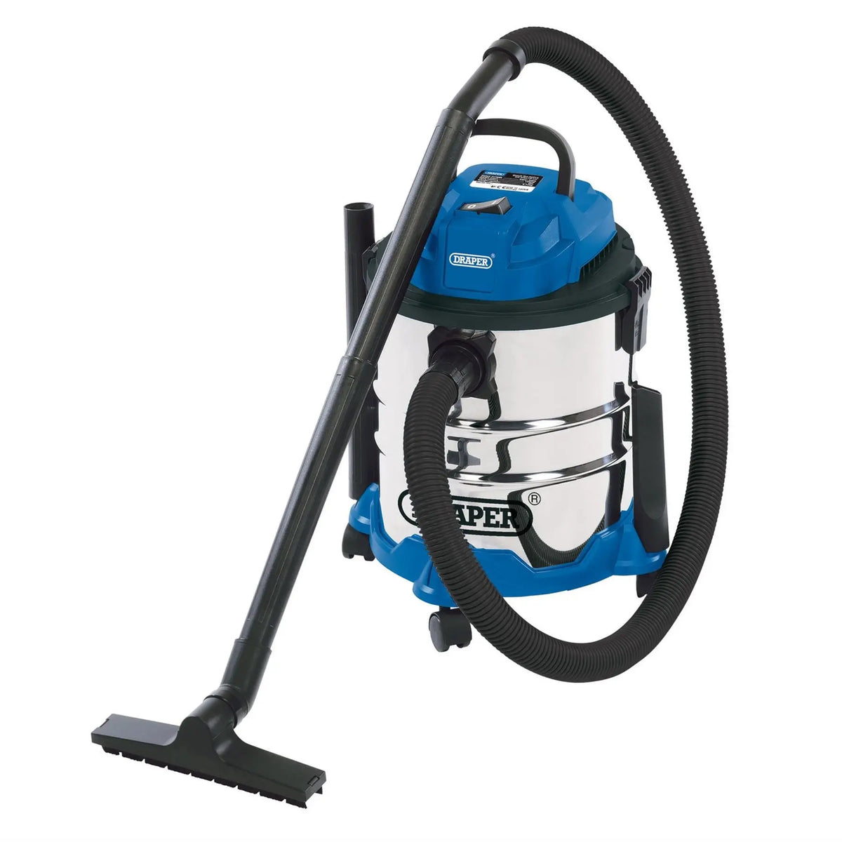 Draper 230V Wet and Dry Vacuum Cleaner with Stainless Steel Tank 20L 1250W 20515 White Rose Tools
