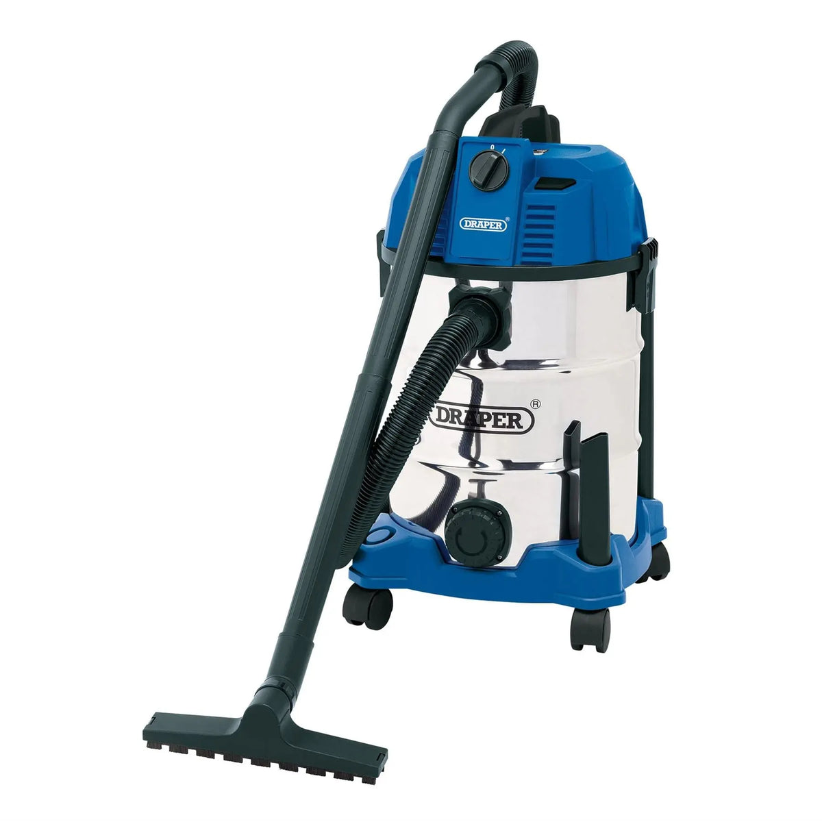 Draper 230V Wet and Dry Vacuum Cleaner with Stainless Steel Tank 30L 1600W 20523 White Rose Tools