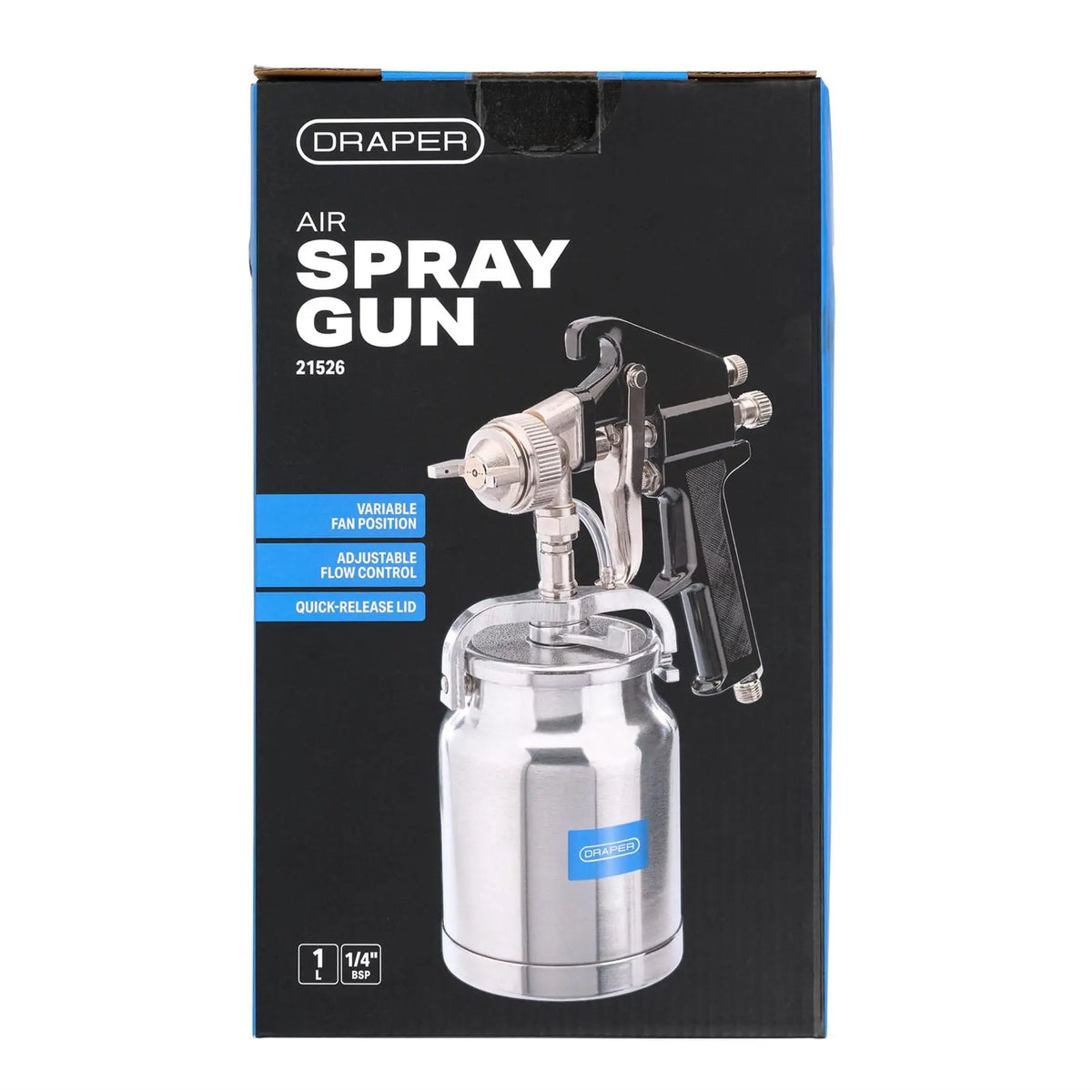 Draper Air Spray Gun 1L 21526 White Rose Tools