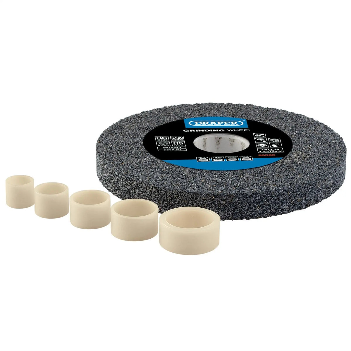 Draper Aluminium Oxide Bench Grinding Wheel 150 x 20mm 36 Grit 99566 White Rose Tools