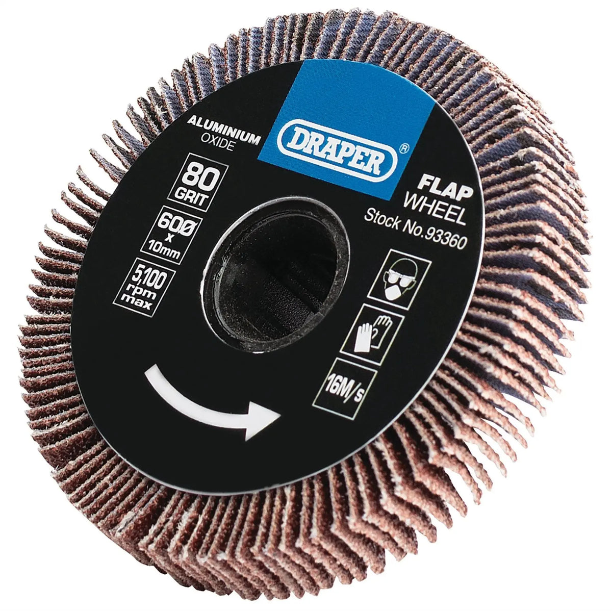 Draper Aluminium Oxide Flap Wheel 10 x 60mm 80 Grit 93360 White Rose Tools