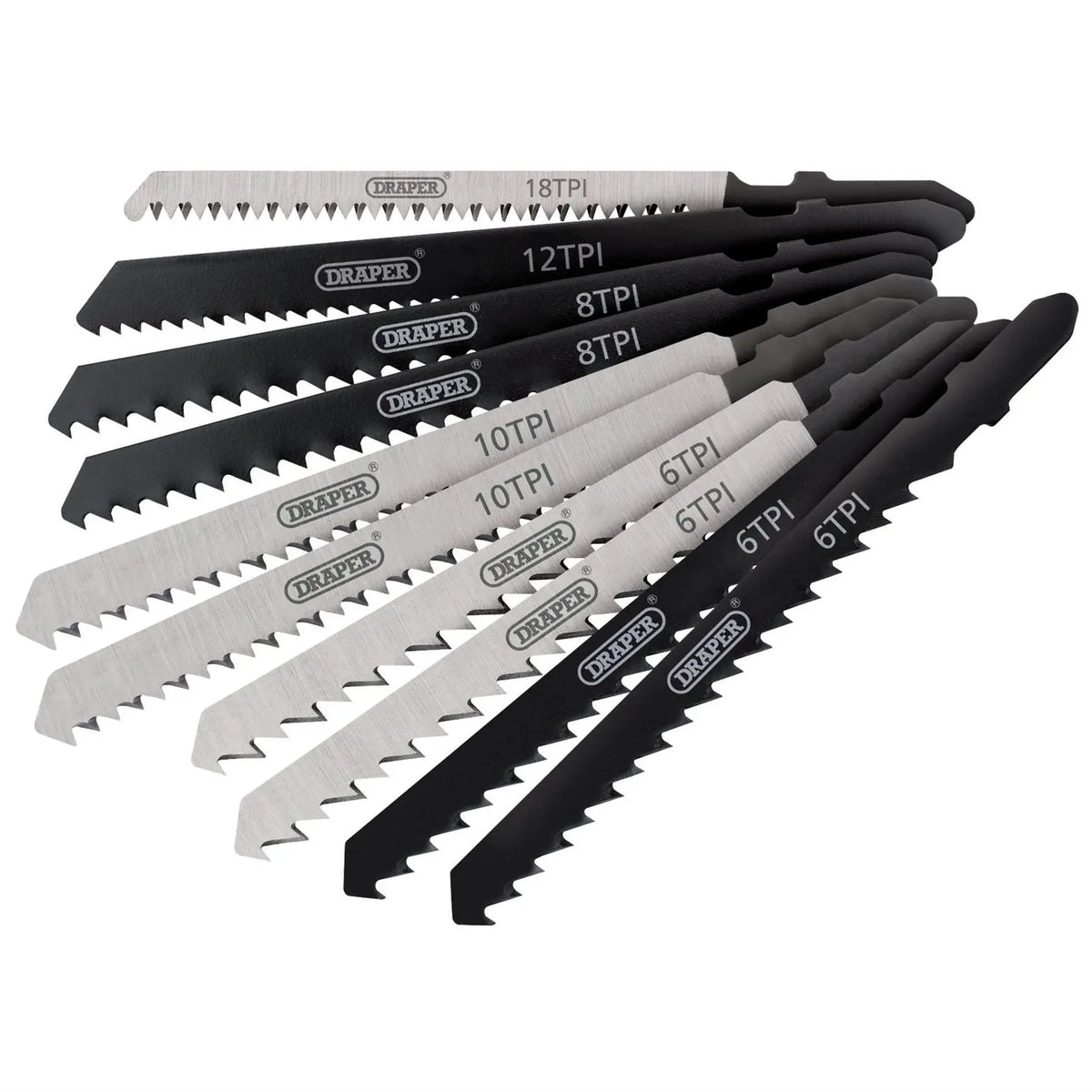 Draper Assorted HCS Jigsaw Blade Set (10 Piece) 81735 White Rose Tools