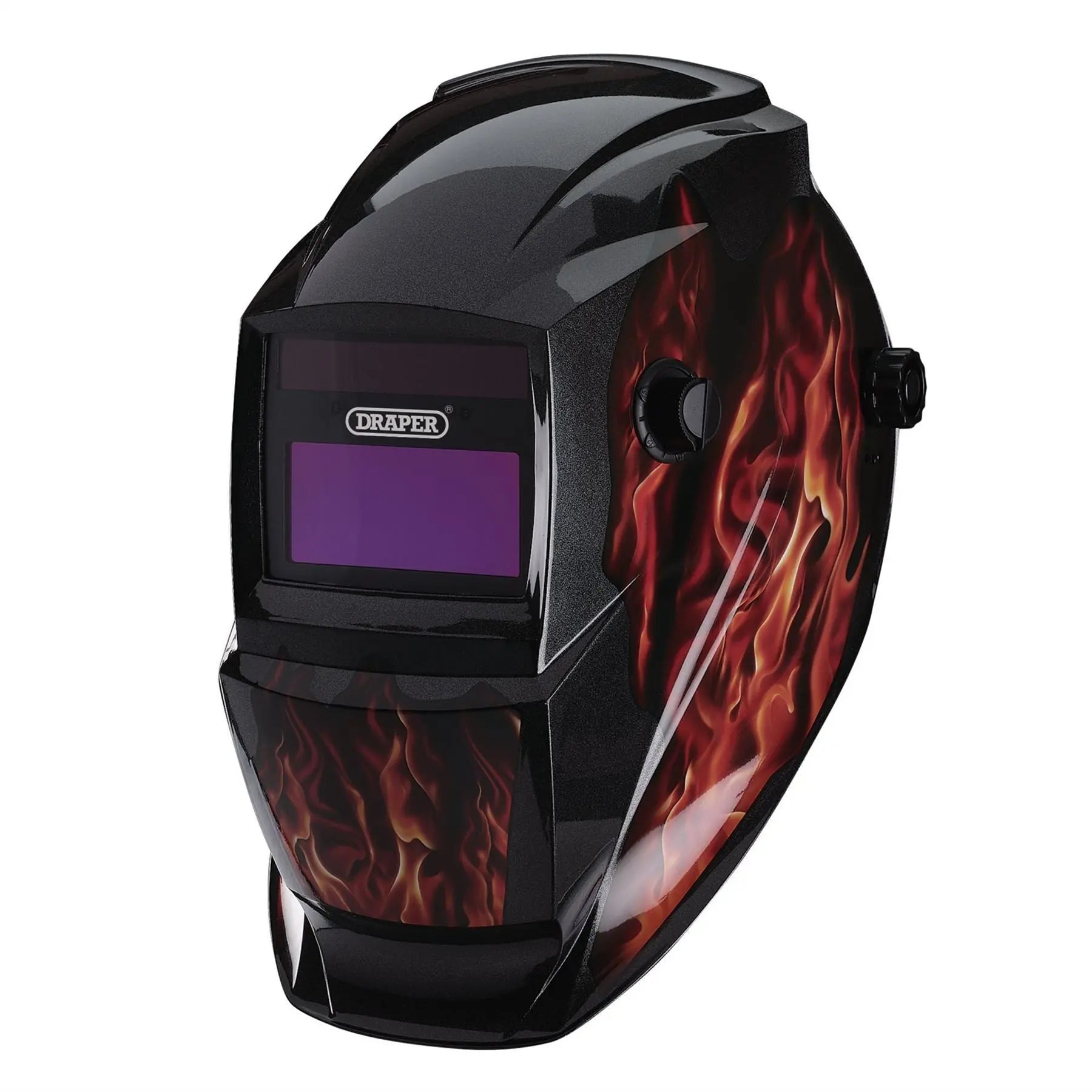 Draper Auto-Darkening Welding Helmet Red Flames 02513 White Rose Tools