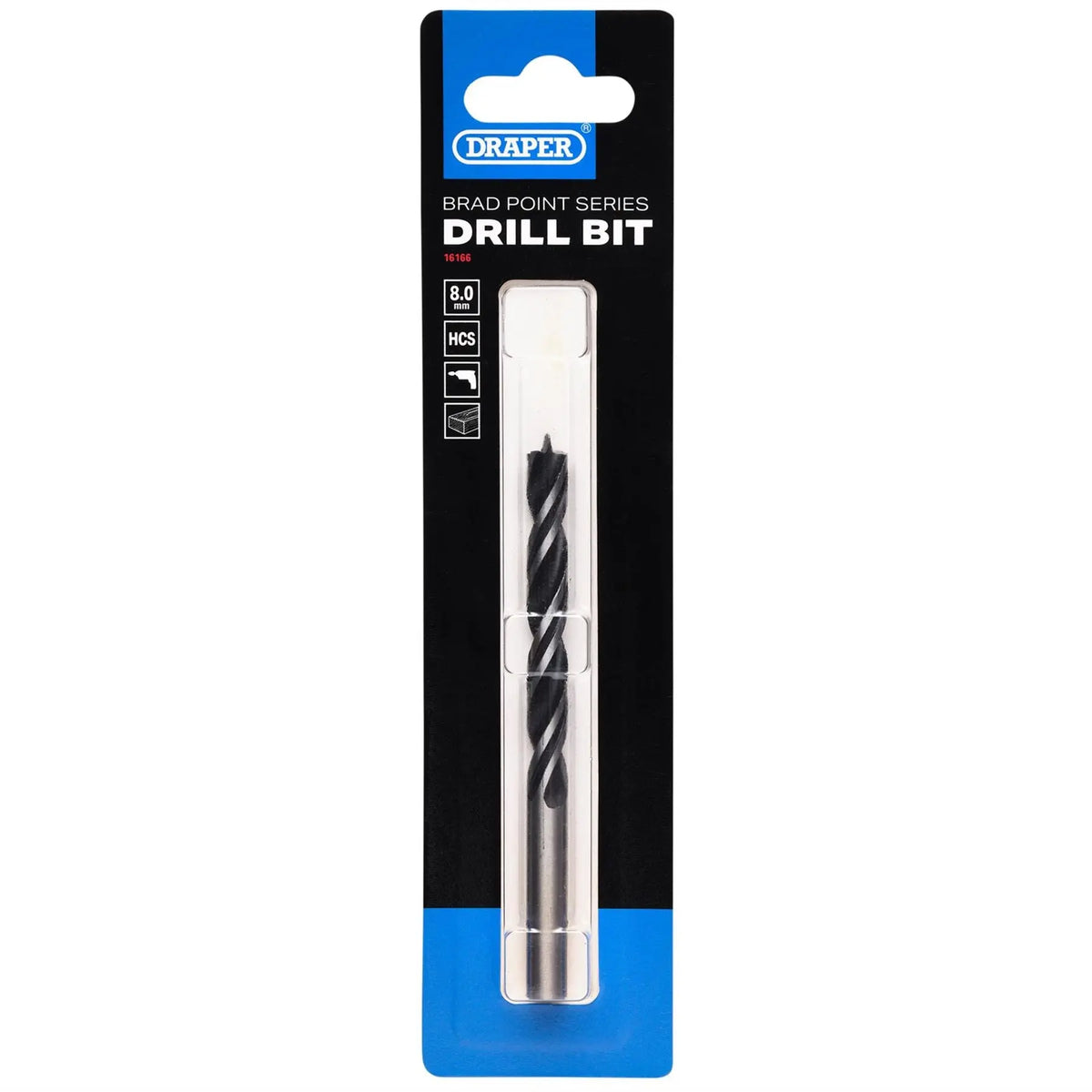 Draper Brad Point Drill Bit 8 x 110mm 16166 White Rose Tools