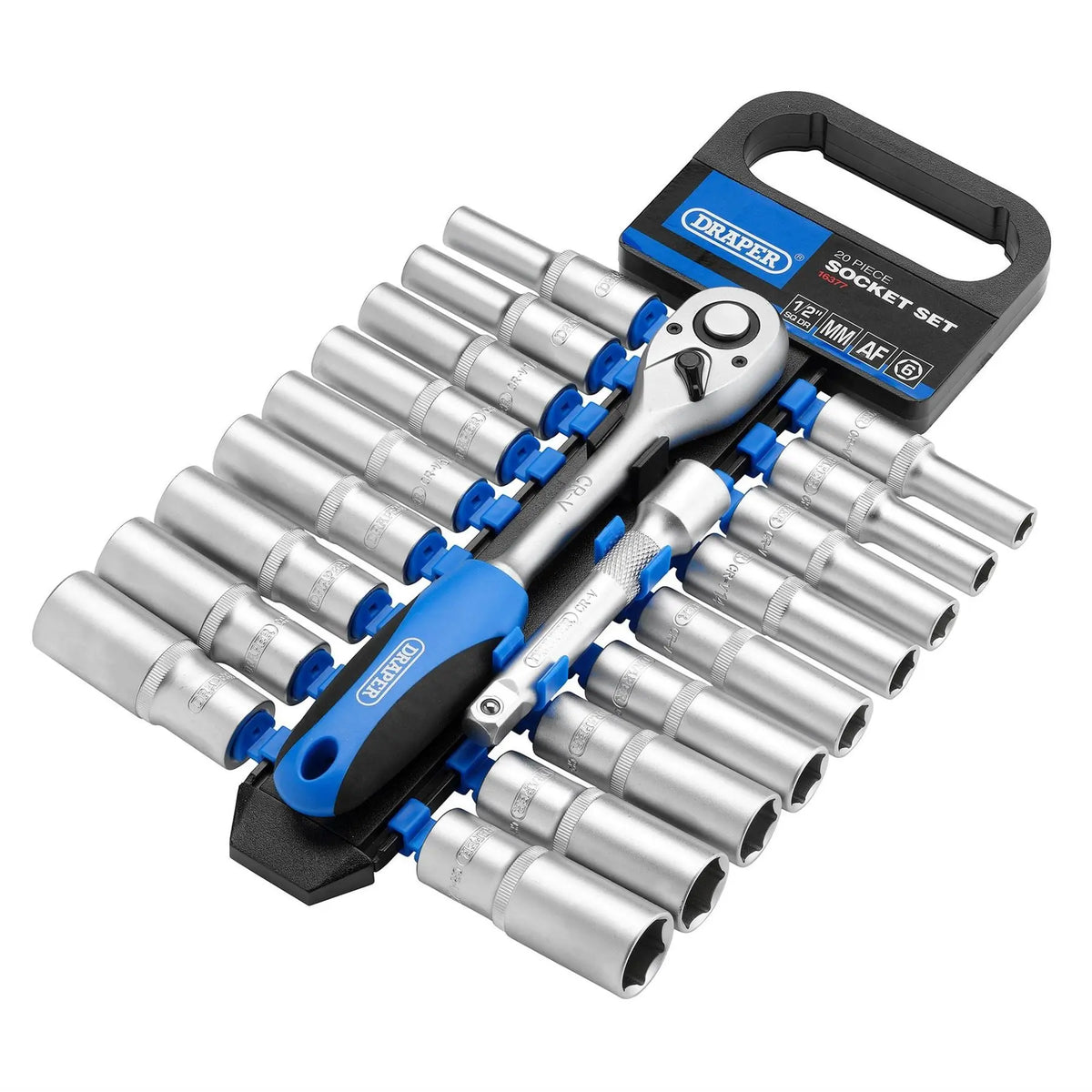 Draper Combined MM/AF Deep Socket and Ratchet Set 1/2" Sq. Dr. (20 Piece) 16377 White Rose Tools
