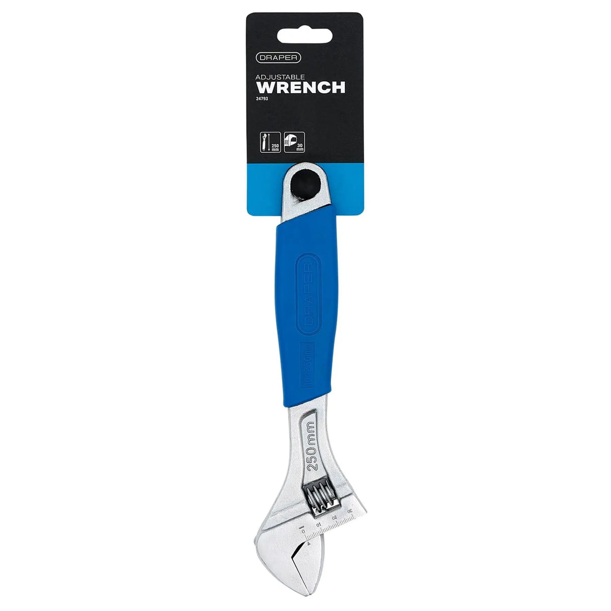 Draper Crescent-Type Adjustable Wrench 250mm 30mm 24793 White Rose Tools