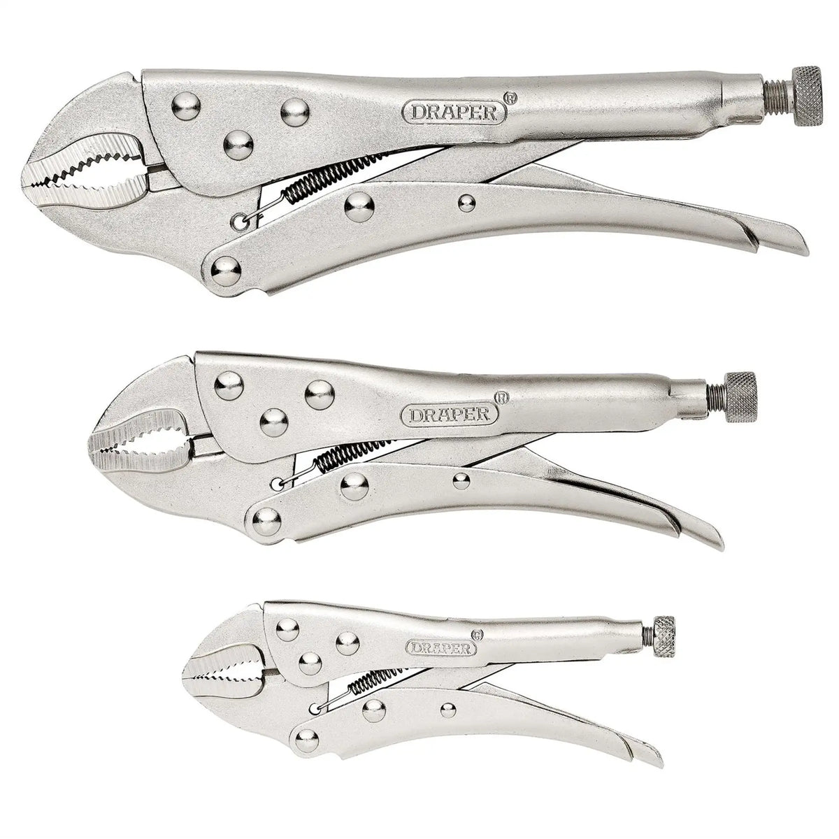 Draper Curved Jaw Self Grip Pliers Set (3 Piece) 14040 White Rose Tools