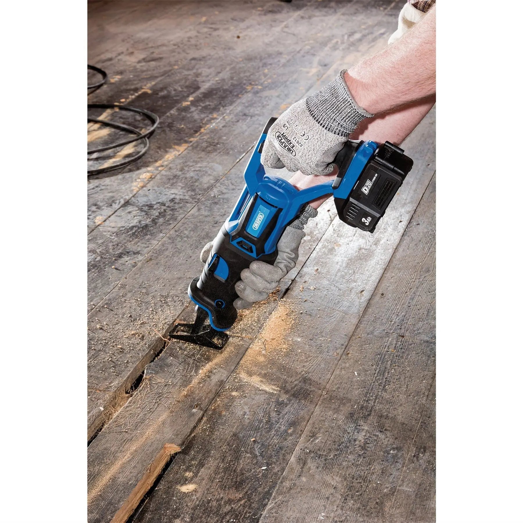 Draper D20 20V Brushless Reciprocating Saw 1 x 3.0Ah Battery 1 x Fast Charger 00593 White Rose Tools