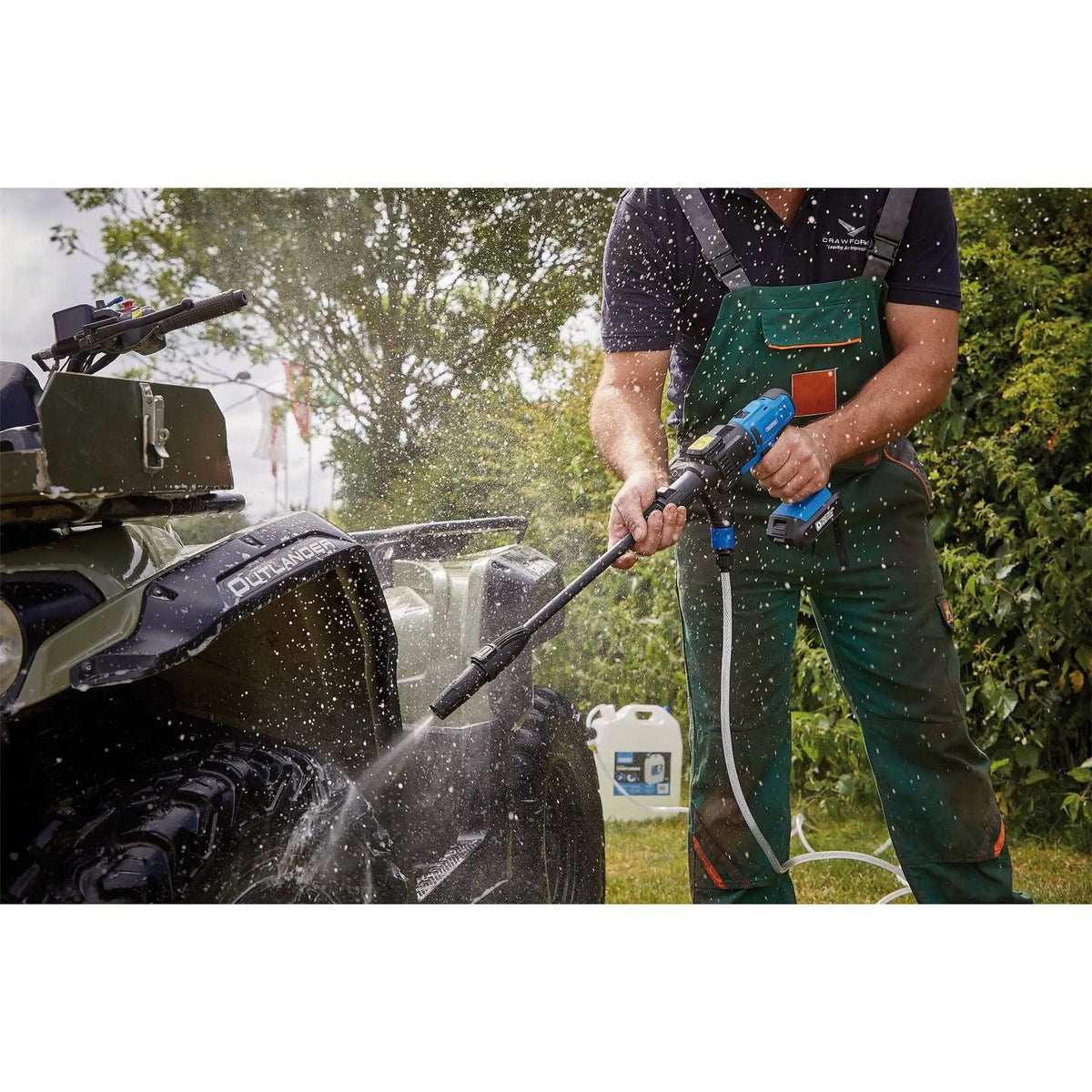 Draper D20 20V Cordless Pressure Washer Kit 1 x 2.0Ah Battery 1 x Fast Charger 97533 White Rose Tools