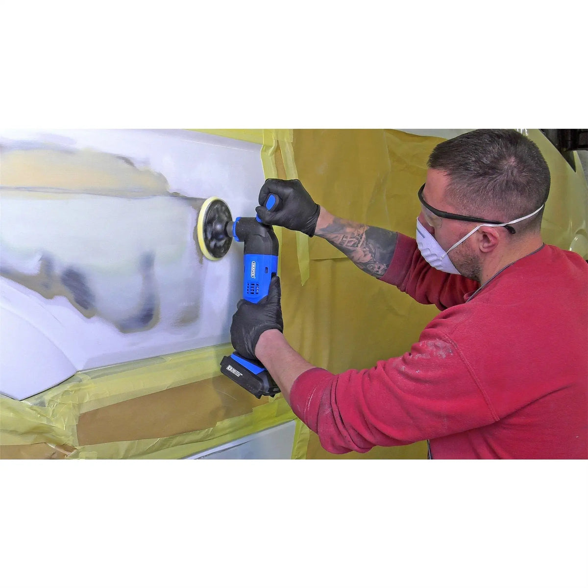 Draper D20 20V Dual Action Polisher 125mm (Sold Bare) 55741 White Rose Tools