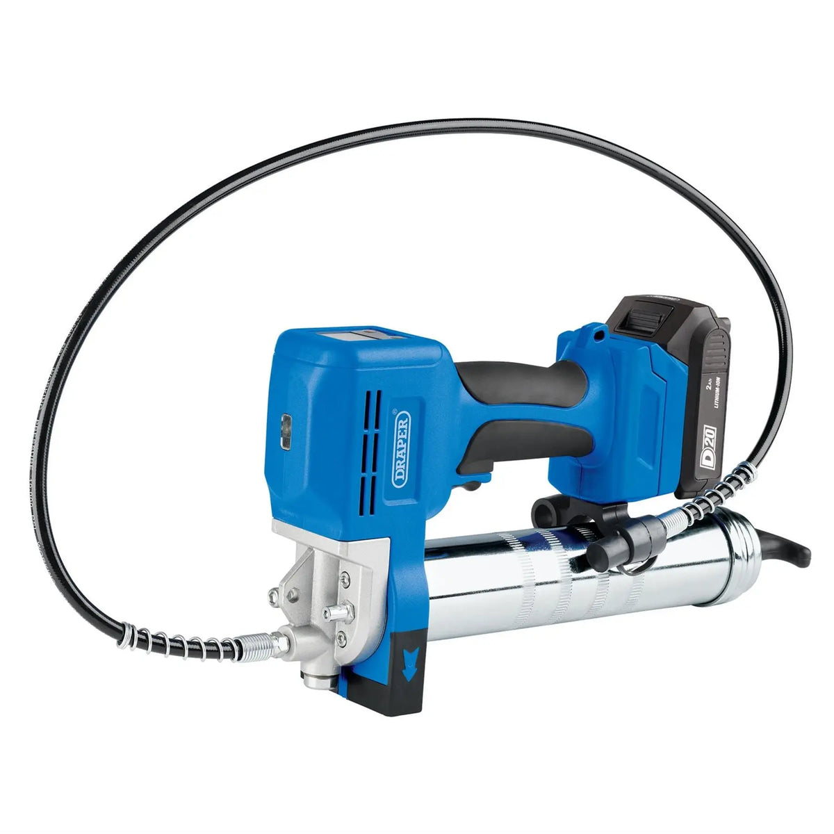 Draper D20 20V Grease Gun Kit 1 x 2.0Ah Battery 1 x Charger (3 Piece) 03359 White Rose Tools