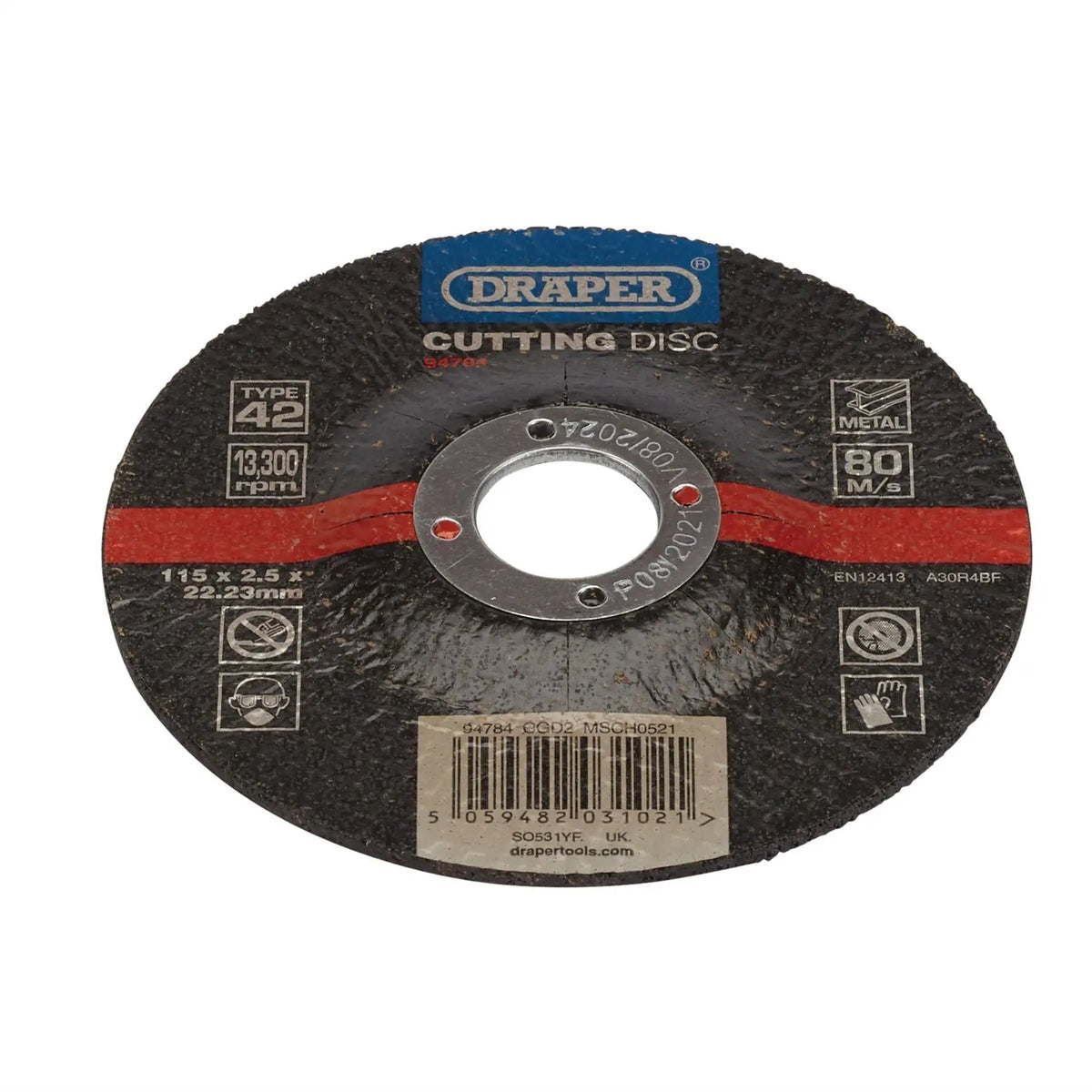 Draper DPC Metal Cutting Disc 115 x 2.5 x 22.23mm 94784 White Rose Tools