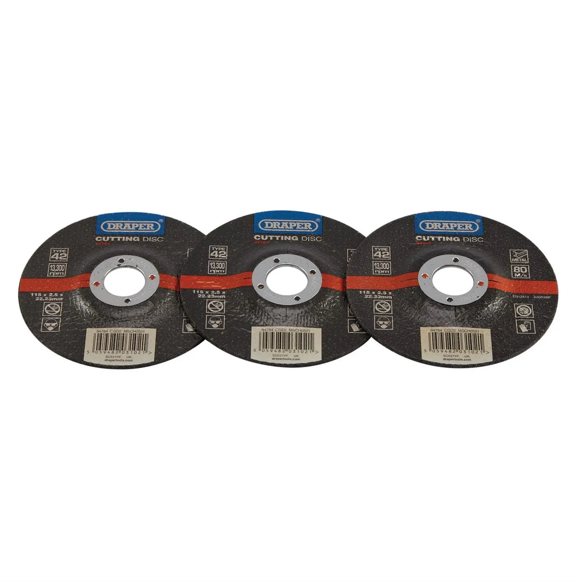 Draper DPC Metal Cutting Disc 115 x 2.5 x 22.23mm 94784 White Rose Tools