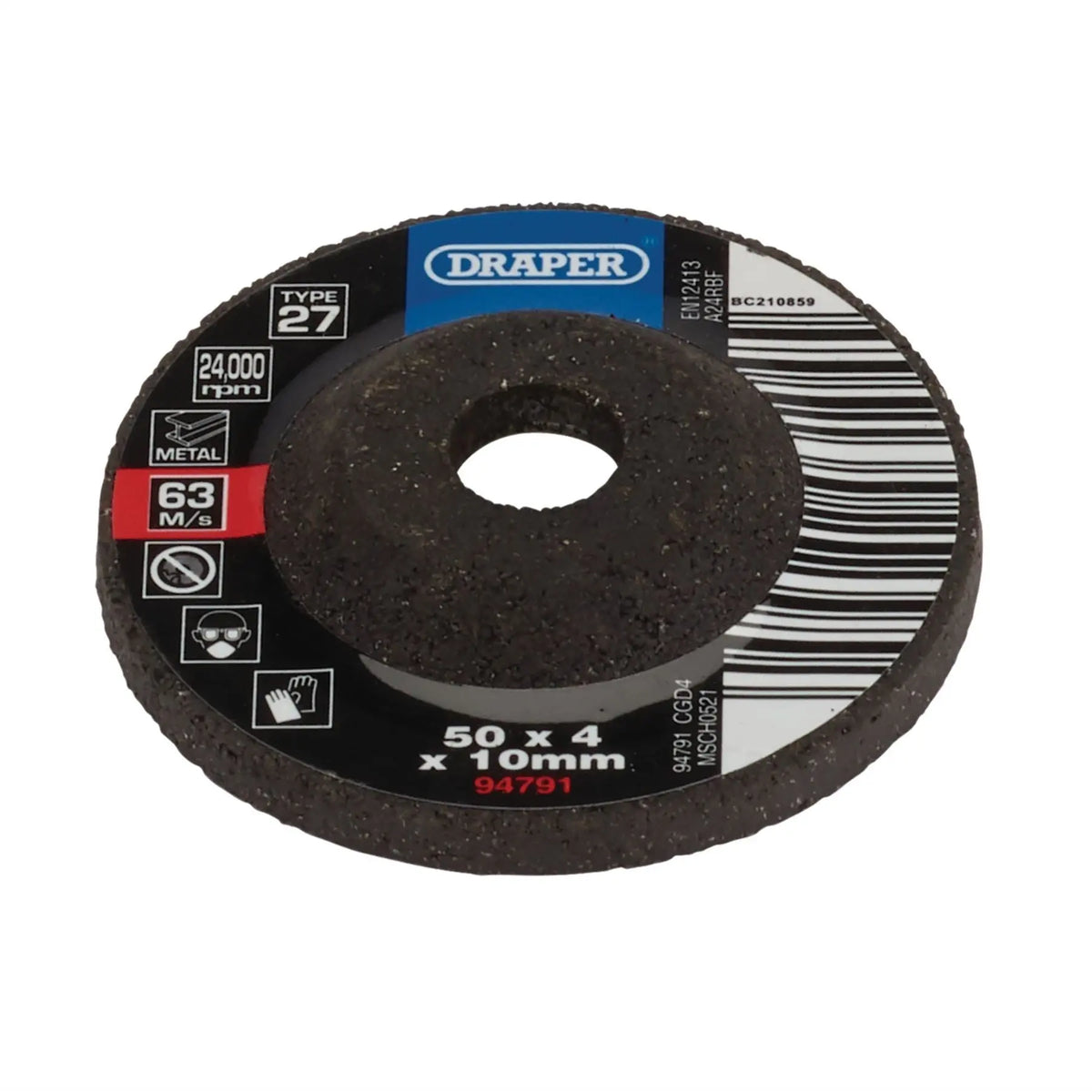 Draper DPC Metal Grinding Disc 50 x 4 x 10mm 94791 White Rose Tools