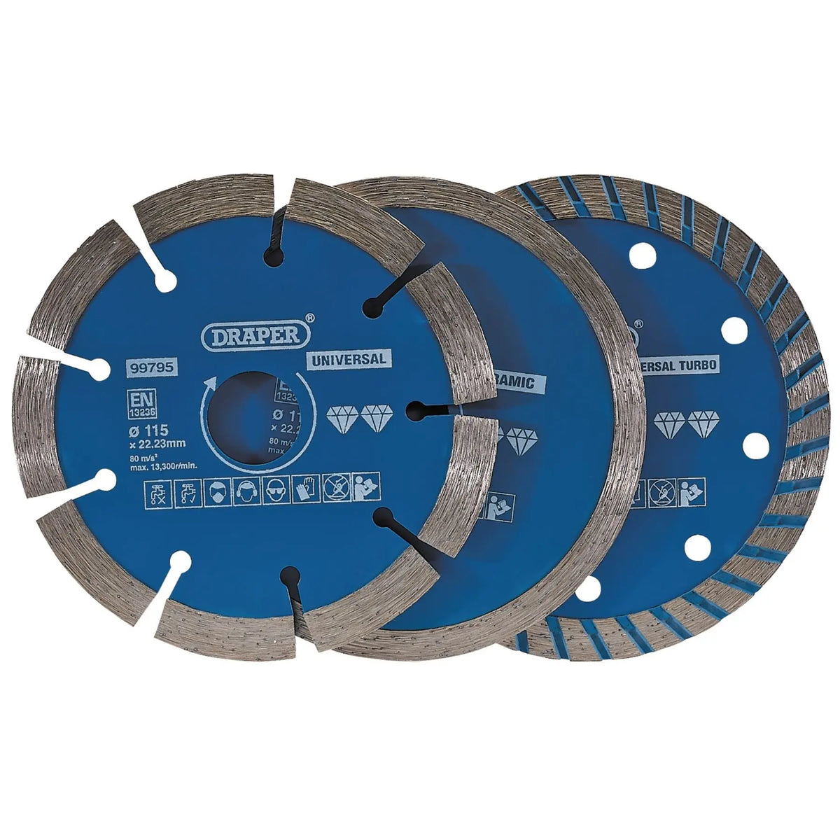 Draper Diamond Blade Set 115mm (3 Piece) 99795 White Rose Tools