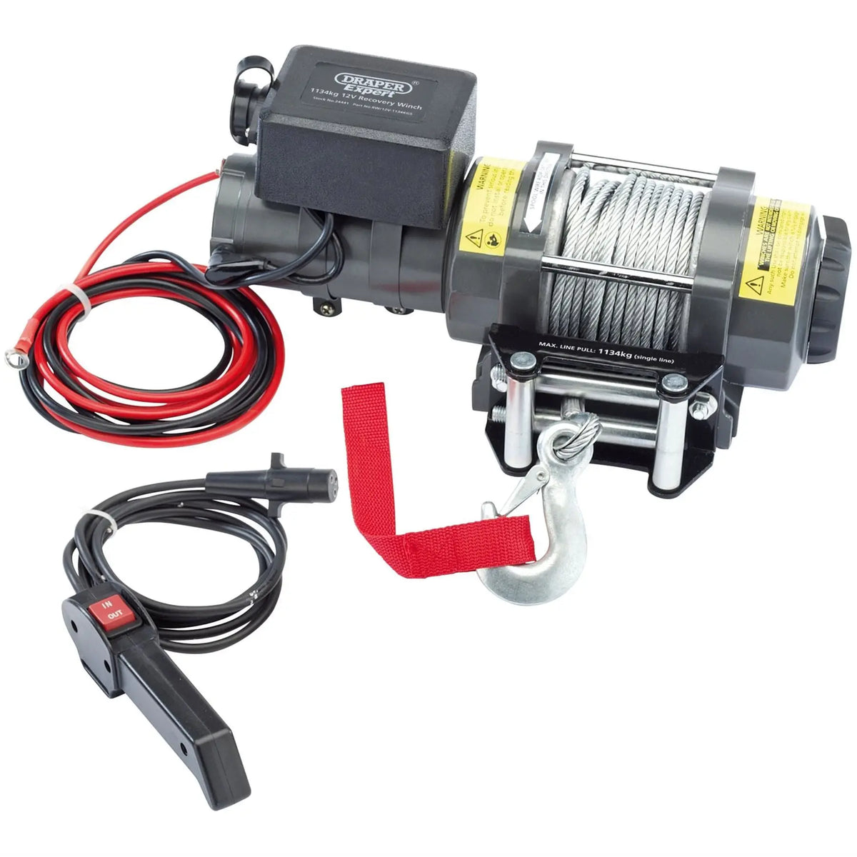 Draper Expert 12V Recovery Winch 1134kg 24441 White Rose Tools