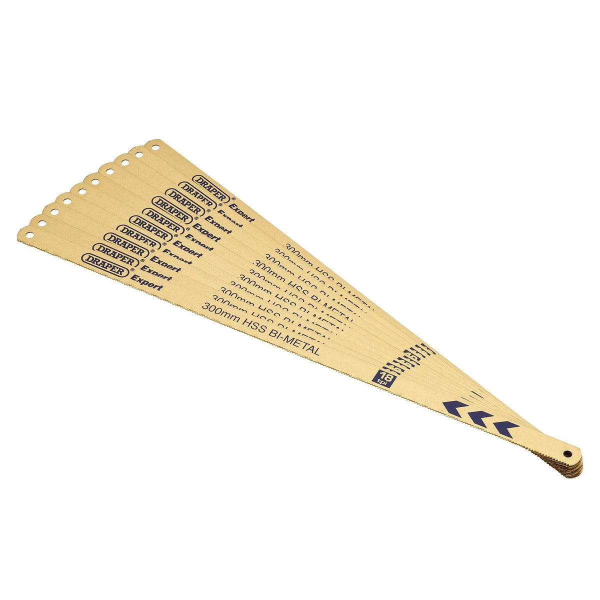 Draper Expert Bi-metal Hacksaw Blades 300mm 18tpi (Pack of 10) 19347 White Rose Tools
