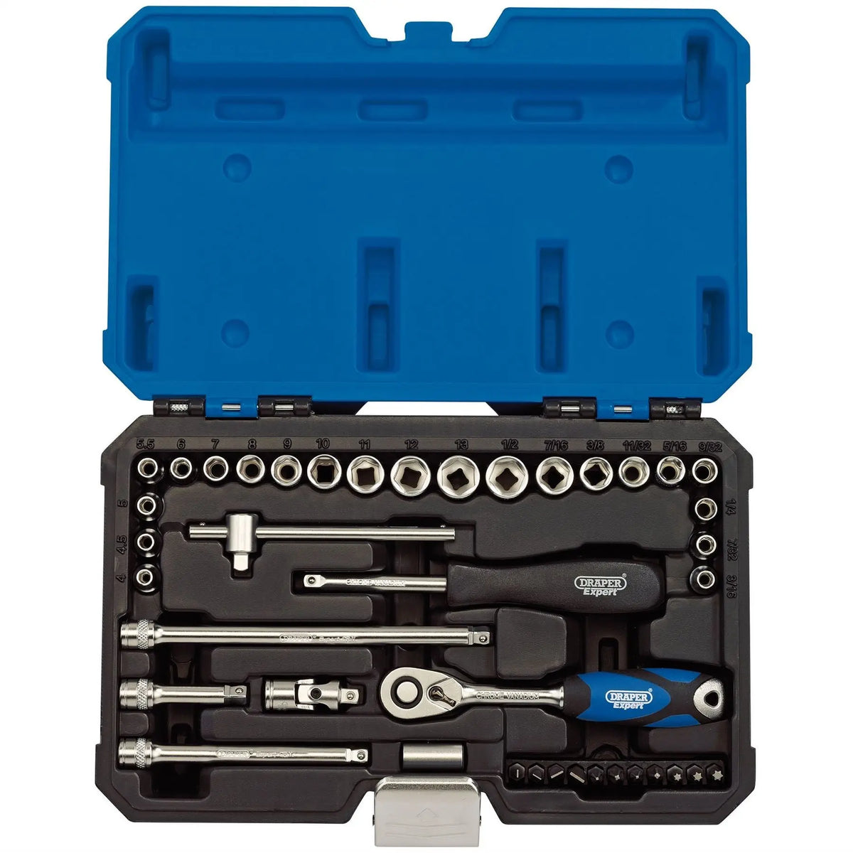 Draper Expert Combined MM/AF Socket Set 1/4" Sq. Dr. (40 Piece) 16445 White Rose Tools