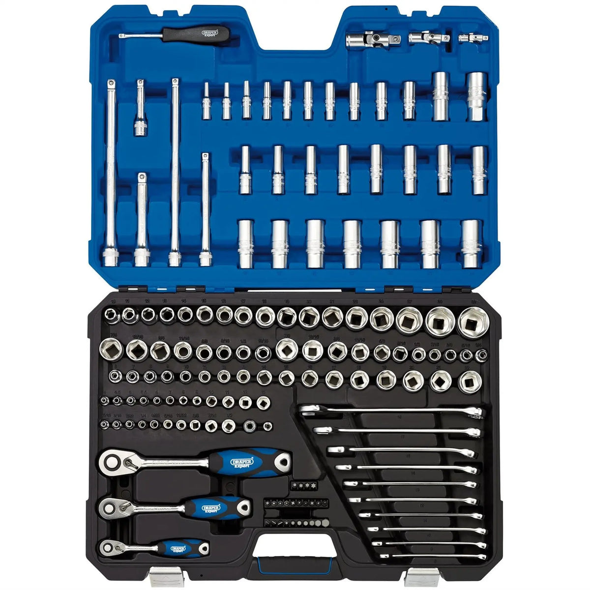 Draper Expert HI-TORQ® Combined MM/AF Socket Set 1/4" 3/8" and 1/2" Sq. Dr. (150 Piece) 16460 White Rose Tools