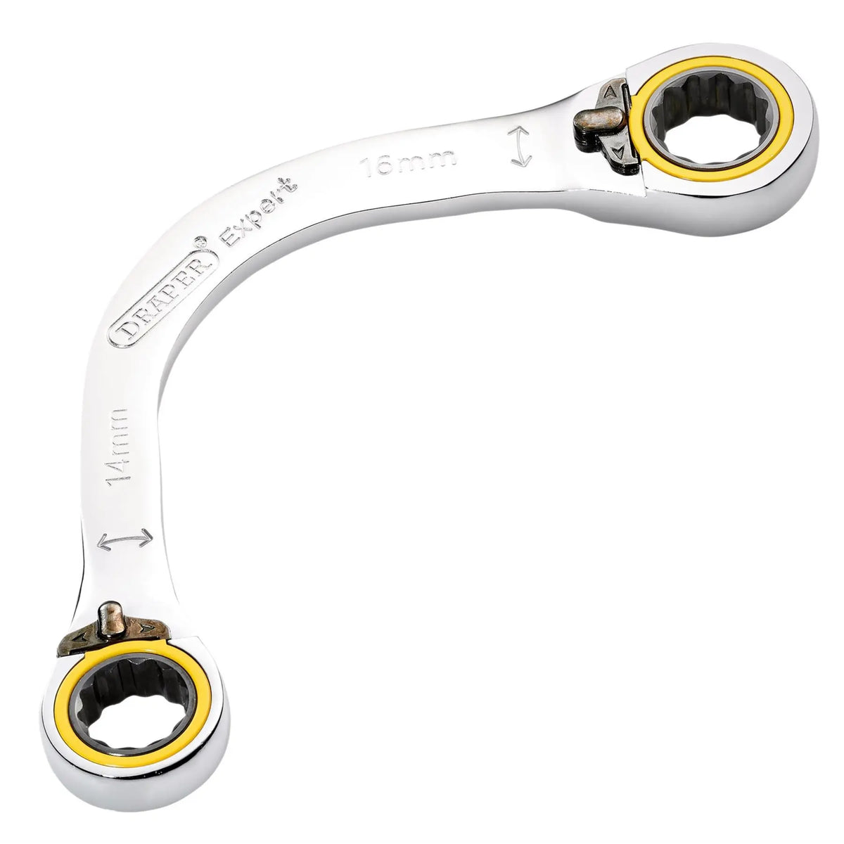 Draper Expert HI-TORQ® Double Ring Ratchet Half Moon Spanner 14 x 16mm 03935 White Rose Tools