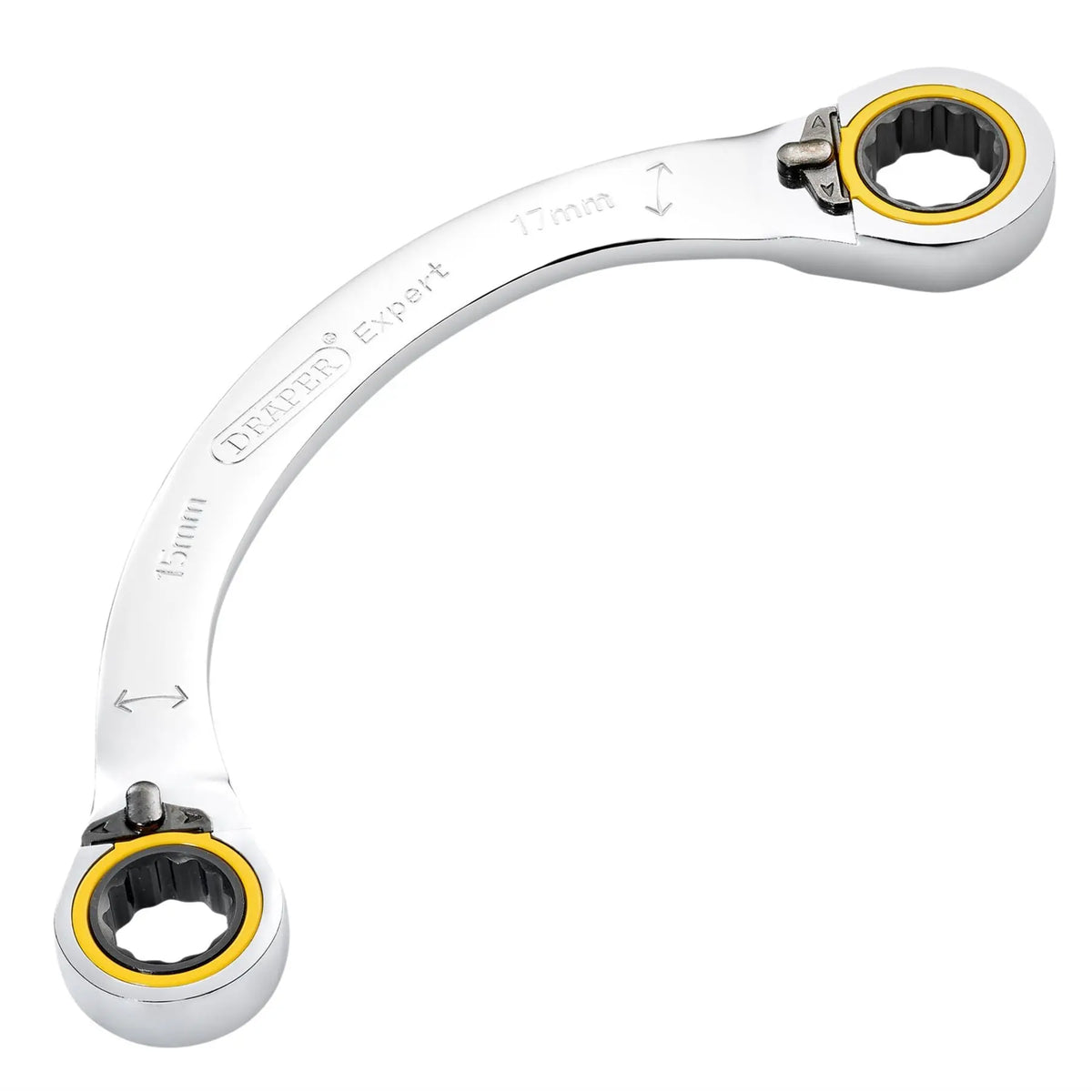 Draper Expert HI-TORQ® Double Ring Ratchet Half Moon Spanner 15 x 17mm 03936 White Rose Tools