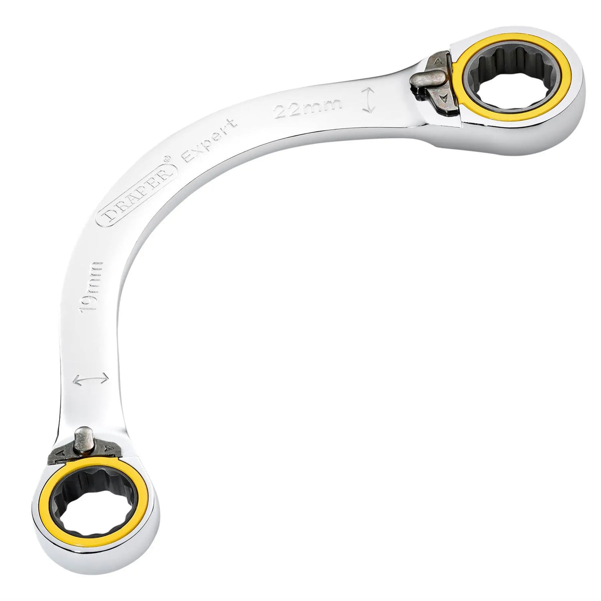 Draper Expert HI-TORQ® Double Ring Ratchet Half Moon Spanner 19 x 22mm 03937 White Rose Tools
