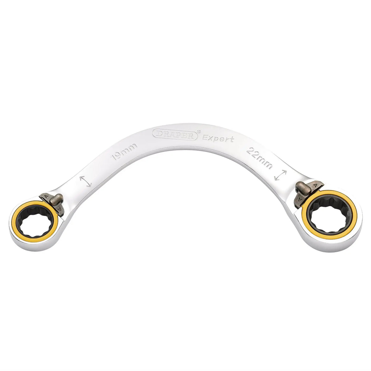 Draper Expert HI-TORQ® Double Ring Ratchet Half Moon Spanner 19 x 22mm 03937 White Rose Tools