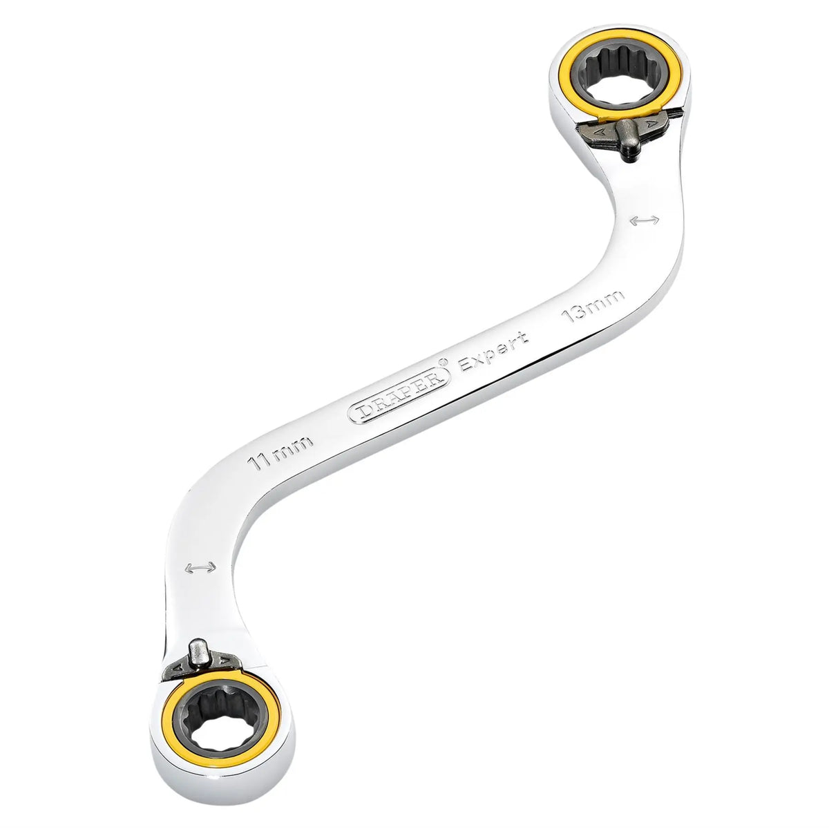 Draper Expert HI-TORQ® Double Ring Ratchet S-Shape Spanner 11 x 13mm 03943 White Rose Tools
