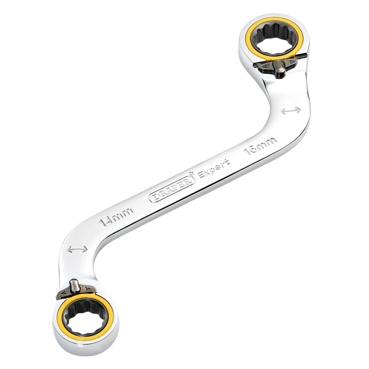 Draper Expert HI-TORQ® Double Ring Ratchet S-Shape Spanner 14 x 16mm 03944 White Rose Tools