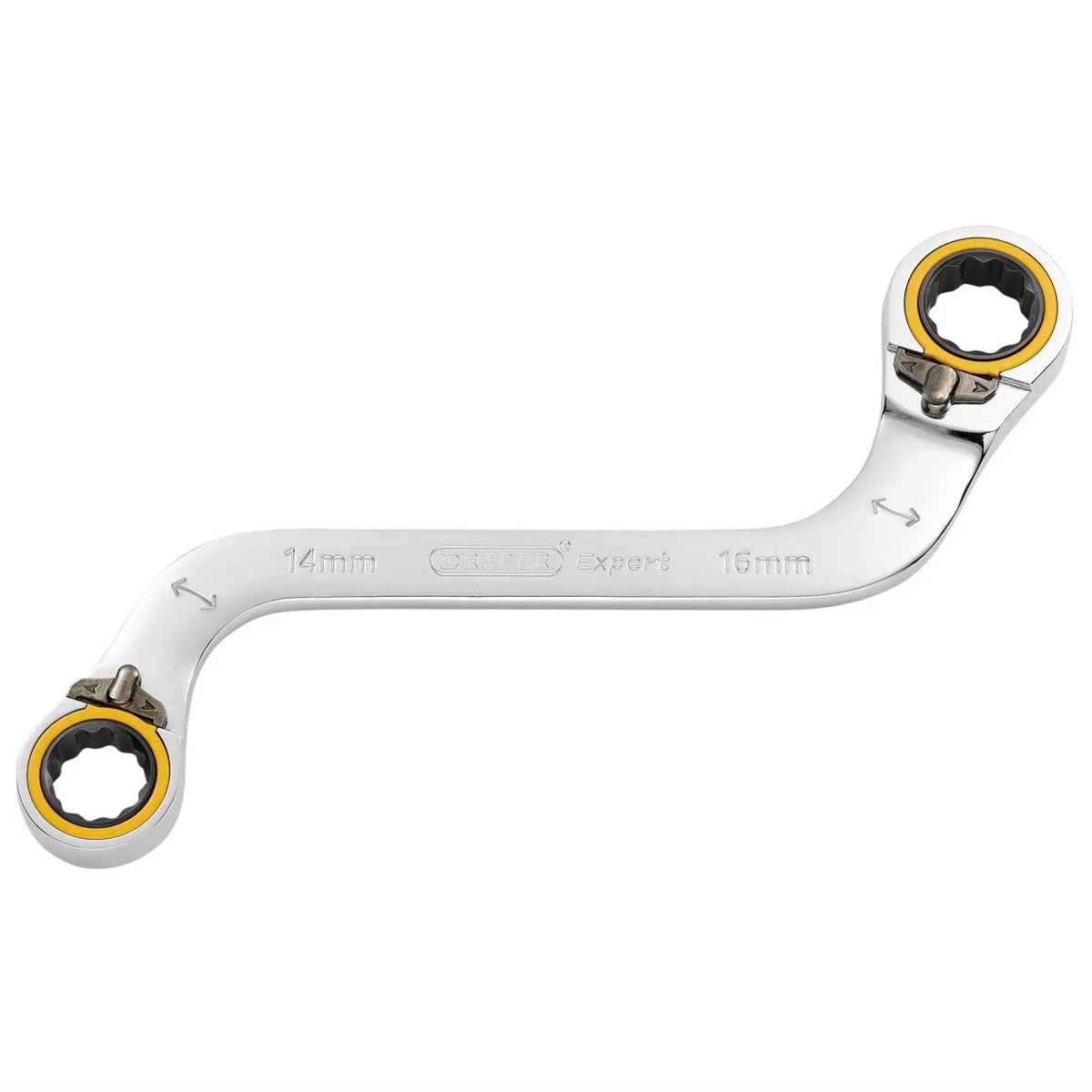 Draper Expert HI-TORQ® Double Ring Ratchet S-Shape Spanner 14 x 16mm 03944 White Rose Tools