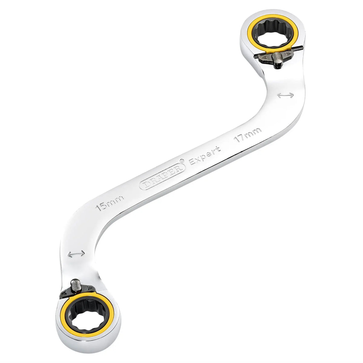 Draper Expert HI-TORQ® Double Ring Ratchet S-Shape Spanner 15 x 17mm 03945 White Rose Tools